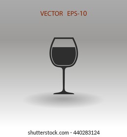 Flat wine glass icon