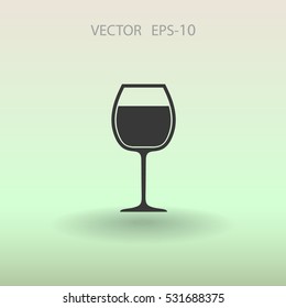 Flat a wine glass icon, vector illustration