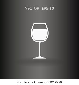 Flat a wine glass icon, vector illustration