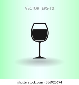 Flat a wine glass icon, vector illustration