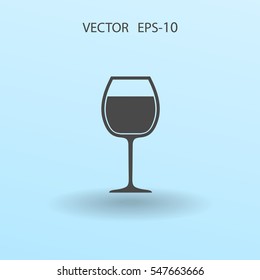 Flat a wine glass icon, vector illustration