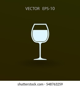 Flat a wine glass icon, vector illustration