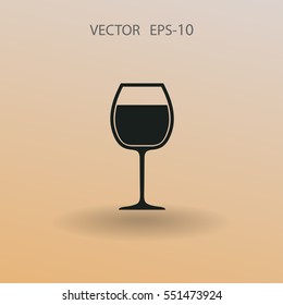 Flat a wine glass icon, vector illustration