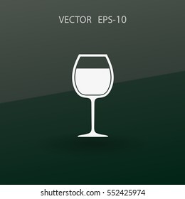 Flat a wine glass icon, vector illustration