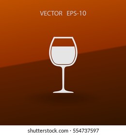 Flat a wine glass icon, vector illustration