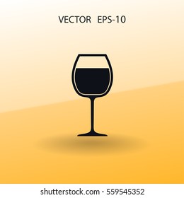 Flat a wine glass icon, vector illustration