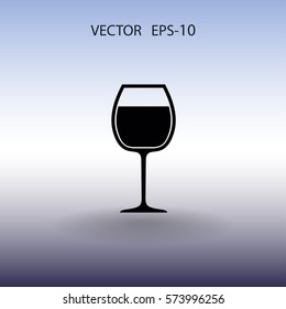 Flat a wine glass icon, Vektorgrafik