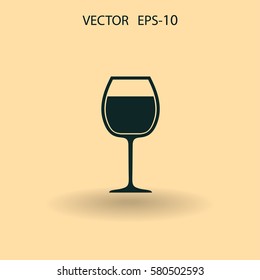 Flat a wine glass icon, vector illustration