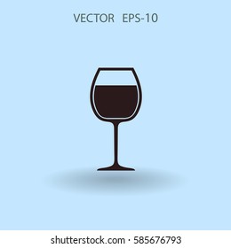 Flat a wine glass icon, vector illustration