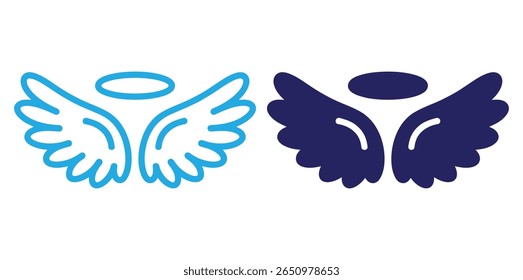 Flat wings vector icon set. Wings icon collection. Template set. Minimalist wings icons for decoration design.Wing icon. Wings icon set.