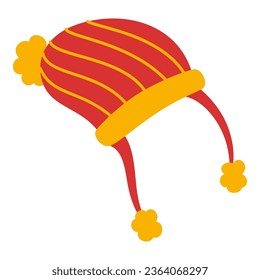 Flat Winter Beanie Element. Christmas Event. Vector Illustration