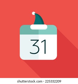 Flat winter illustration with calendar and hat, for christmas time