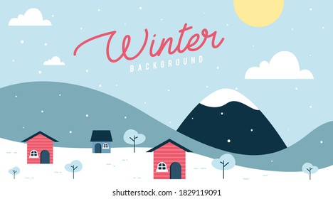 Flat winter landscape background vector