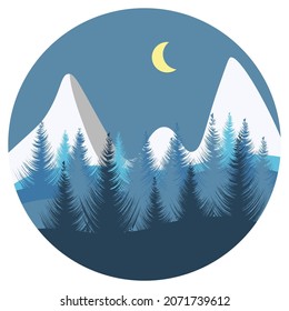  Flat winter landscape. Snowy backgrounds. Vector