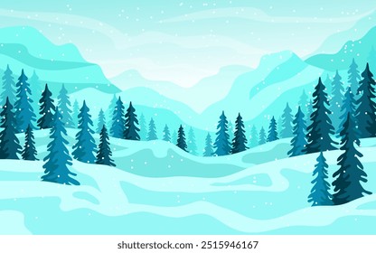 Flat winter outdoor scenery landscape