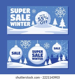 flat winter sale landscape background