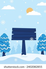 Flat winter season background portrait illustration