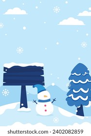 Flat winter season background portrait illustration