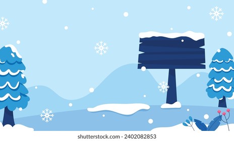 Flaches Wintersaison-Landschaftshintergrund, Vektorgrafik-Design