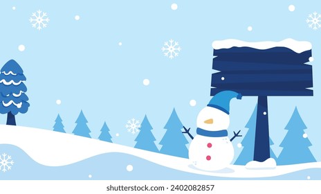 Flat winter season landscape background illustration design