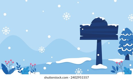 Flat winter season landscape background