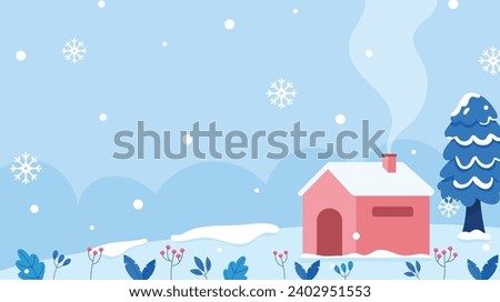 Flat winter season landscape background