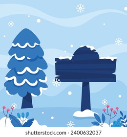 Ilustración de fondo cuadrada de temporada de invierno plana