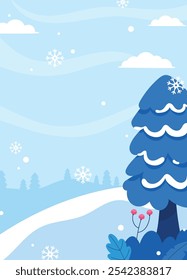 Ilustração de plano de fundo vertical da estação de inverno plano