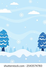 Flat winter season vertical background vector illustration