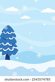 Flat winter season vertical background vector illustration