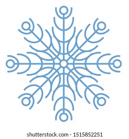 Flat winter snowflake crystals, christmas snow shapes and frosted cool blue icon, cold xmas season frost snowfall decoration. Vector isolated symbol