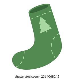 Flat Winter Socks Element. Christmas Event. Vector Illustration