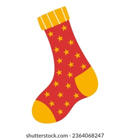 Flat Winter Socks Element. Christmas Event. Vector Illustration