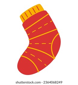 Flat Winter Socks Element. Christmas Event. Vector Illustration