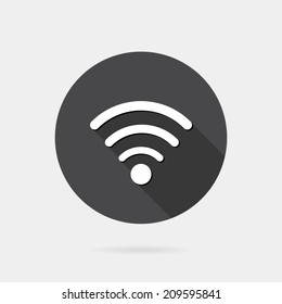 Flat wireless  icon with long shadow