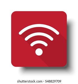 Flat Wireless web icon on red button with drop shadow