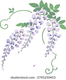 Flat Wisteria Flower Vector Illustration – Japanese Spring Purple Blossom