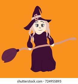 flat witch Halloween vector
