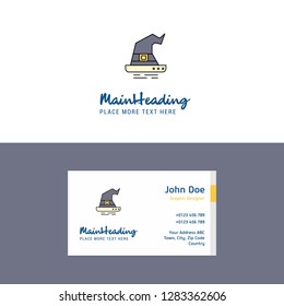 Flat Witch hat Logo and Visiting Card Template. Busienss Concept Logo Design