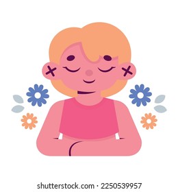 Flat Woman with Calming Expression Illustration, International Womens Day