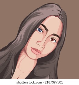 VECTOR DE LA CARA DE LA MUJER PLANA EN EL MARCO