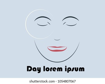 Flat woman linear face