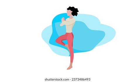 Flat woman vector character illustration in yoga meditation pose