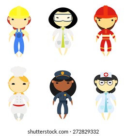 Flat women professions set