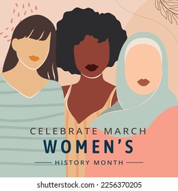 flat women's history month greeting card