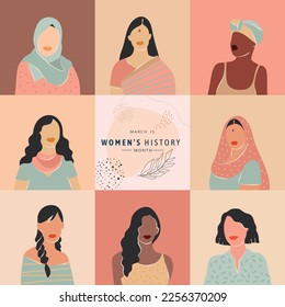 flat women's history month greeting card