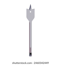 Flat Wood Drill Bits Tool for Precise Hole Cutting in Woodworking Projects, Flat Vector Illustration Design