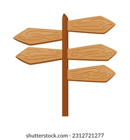 Flat wooden boards on stick. Vector wood sign isolated on white background