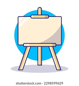 Flat wooden easel with Artboard stand icon vector illustration