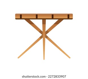 Vista lateral de mesa de madera plana sobre ilustración de vector de fondo blanco